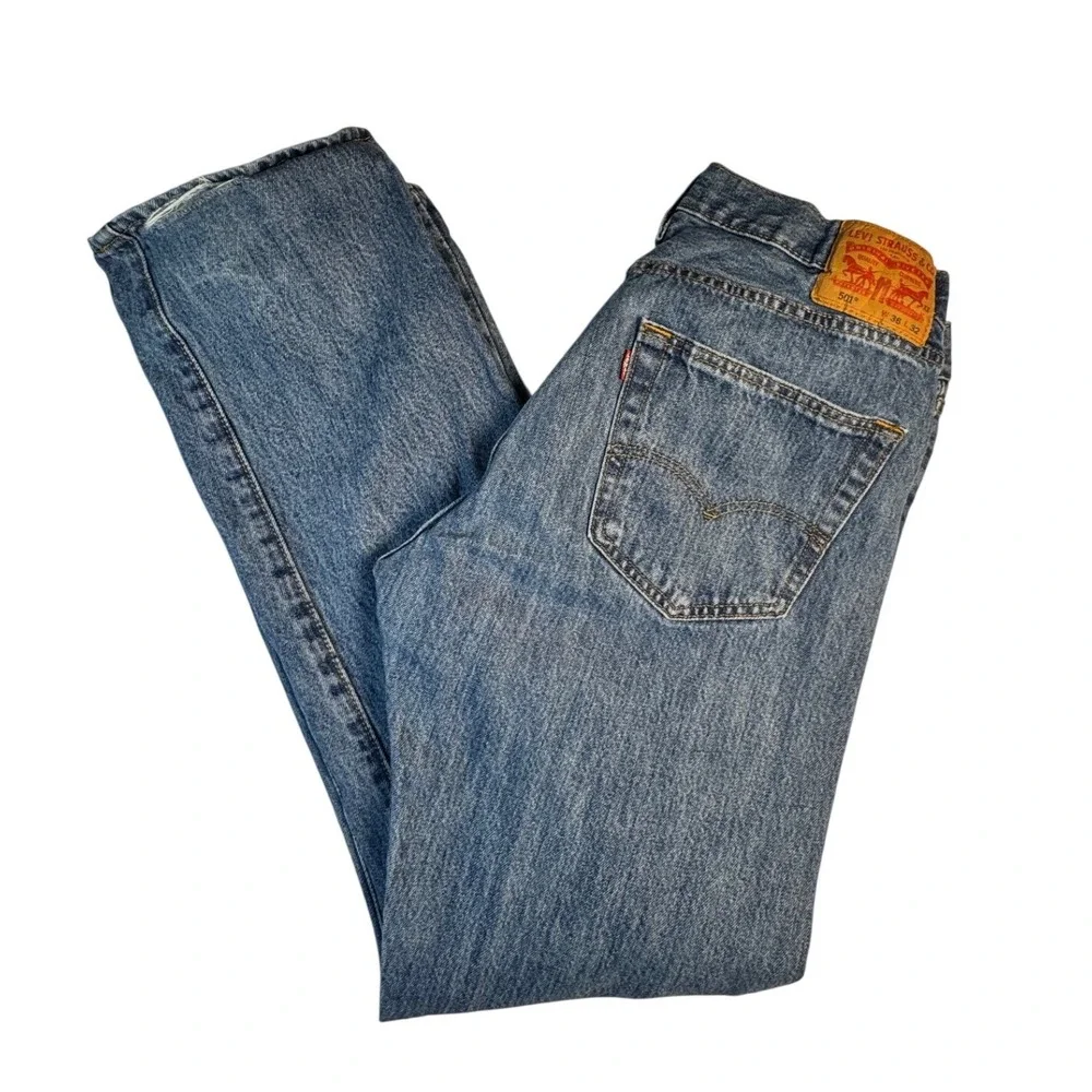 Levis 501 Original Fit Straight Leg Jeans Blue Medium Wash Denim Mens 36x32